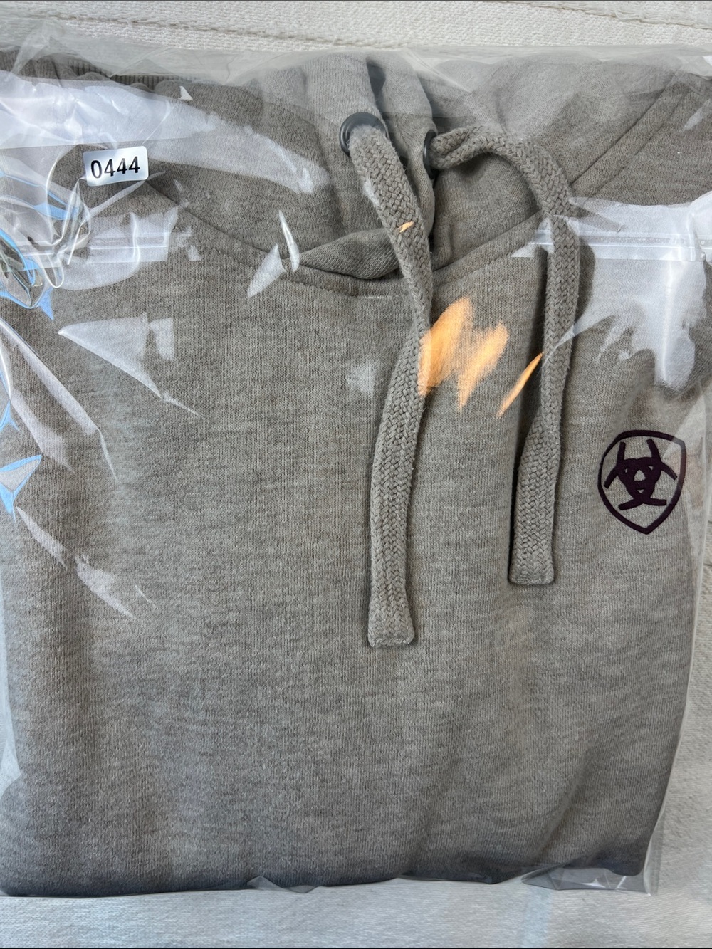 Ariat Women's Logo Hoodie in Oatmeal Heather/Purple - Picture 12 of 12